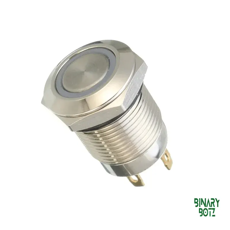 12mm 220V Latching Metal Push Button Switch with White LED Ring for Arduino IoT Projects product image