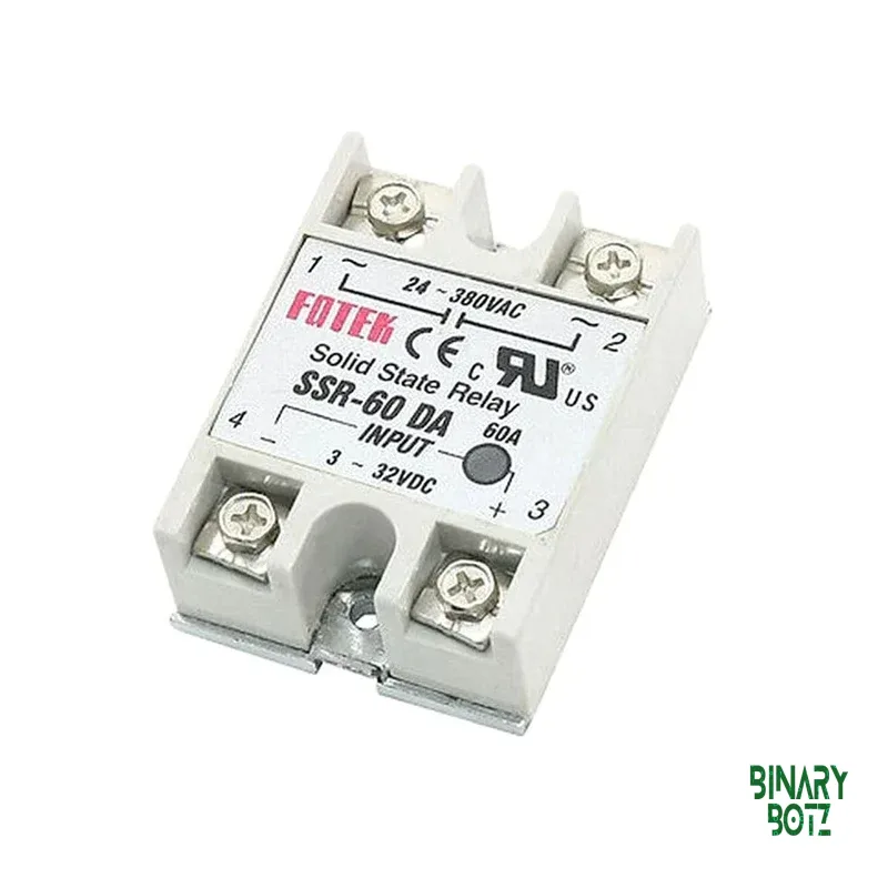 SSR-60DA 60A Solid State Relay Module DC to AC 3-32VDC / 24-380VAC for Arduino ESP32 product image