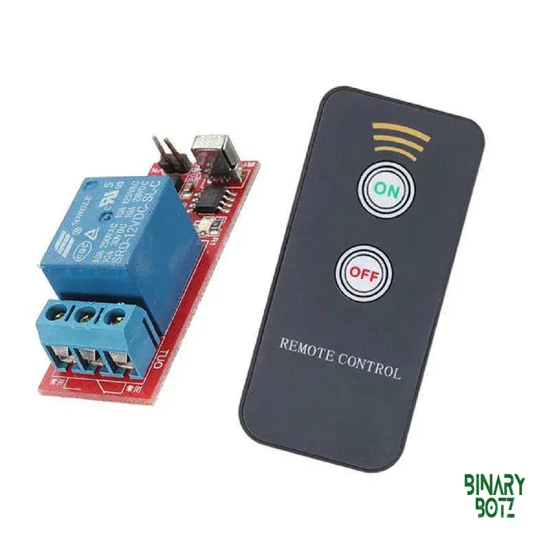 12V 1-Channel IR Relay Module with Remote for Home Automation & Arduino product image