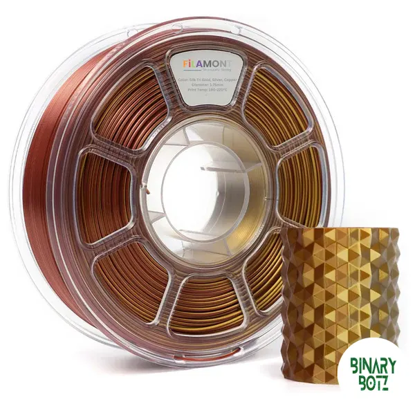 Filamont Silk Tri Color Gold, Silver, and Copper 3D Printer Filament product image