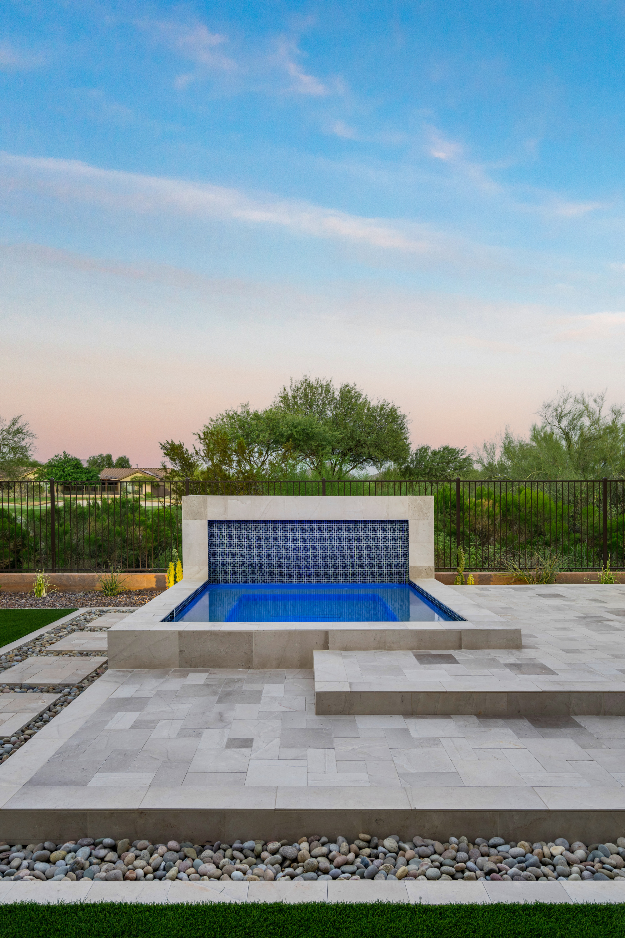 Spa with rain curtain Paradise Valley Arizona