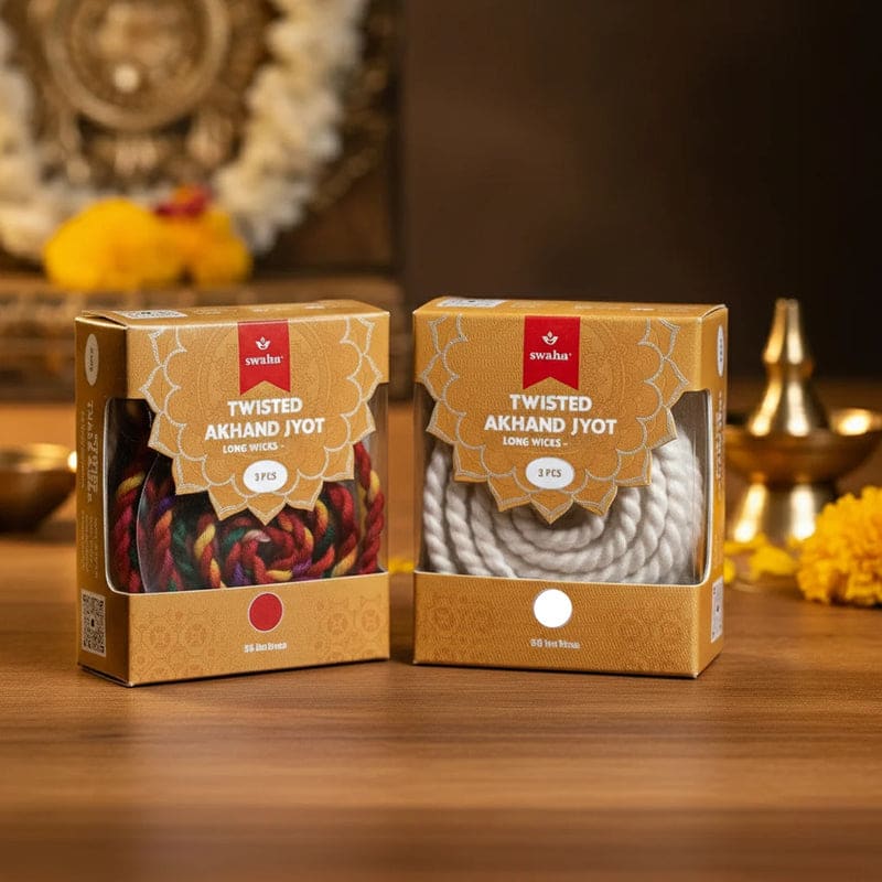Swaha - Akhand Jyot Cotton Long Wicks-White 3 Pcs