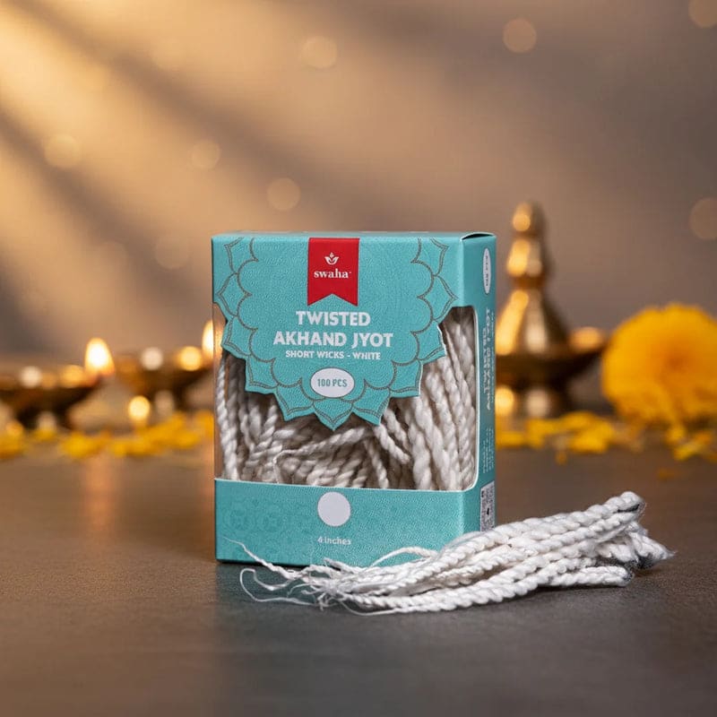 Swaha - Akhand Jyot Cotton Short Wicks 100 Pcs