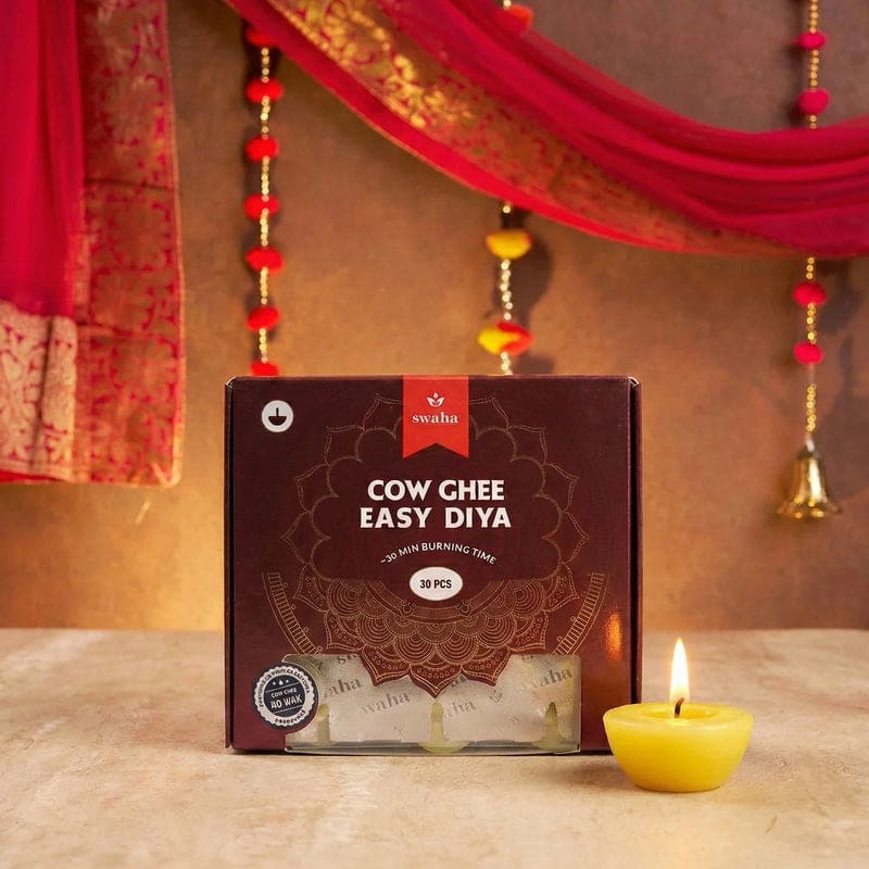 Swaha - Cow Ghee Diya Wicks 30 Pcs - 30 Min