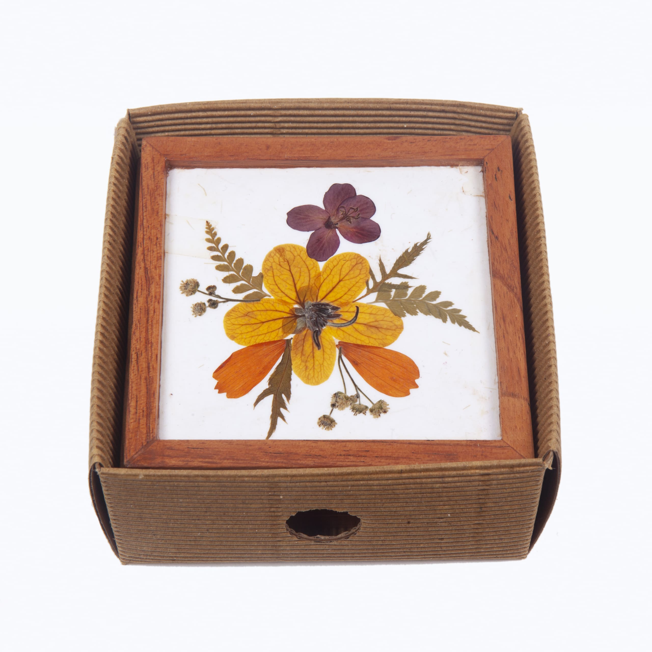 Shradhanjali — Glass Coaster Square Bouquet Set Of 6 In Box — Design II