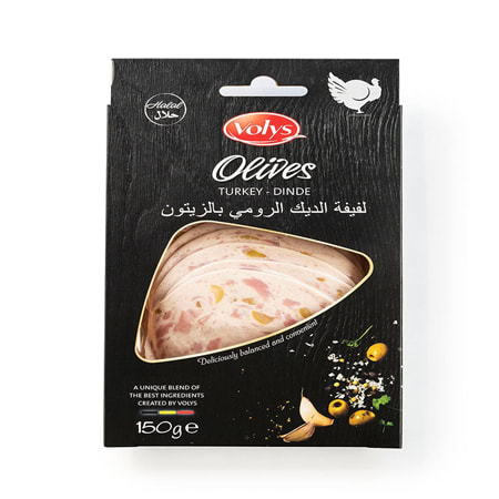 volys sliced turkey mortadella with olives halal 150g