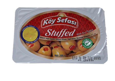 koy sefasi stuffed green olives with red pepper 200g