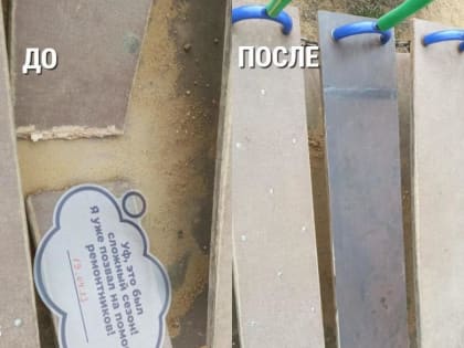Сломанные элементы на детских площадках в Дмитровском округе отмечают стикерами