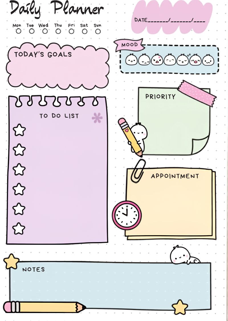Preview of cute planner