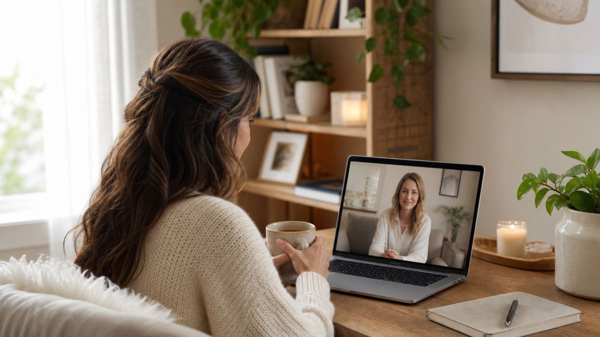 Private telehealth visit for confidential intimacy and sexual health counseling