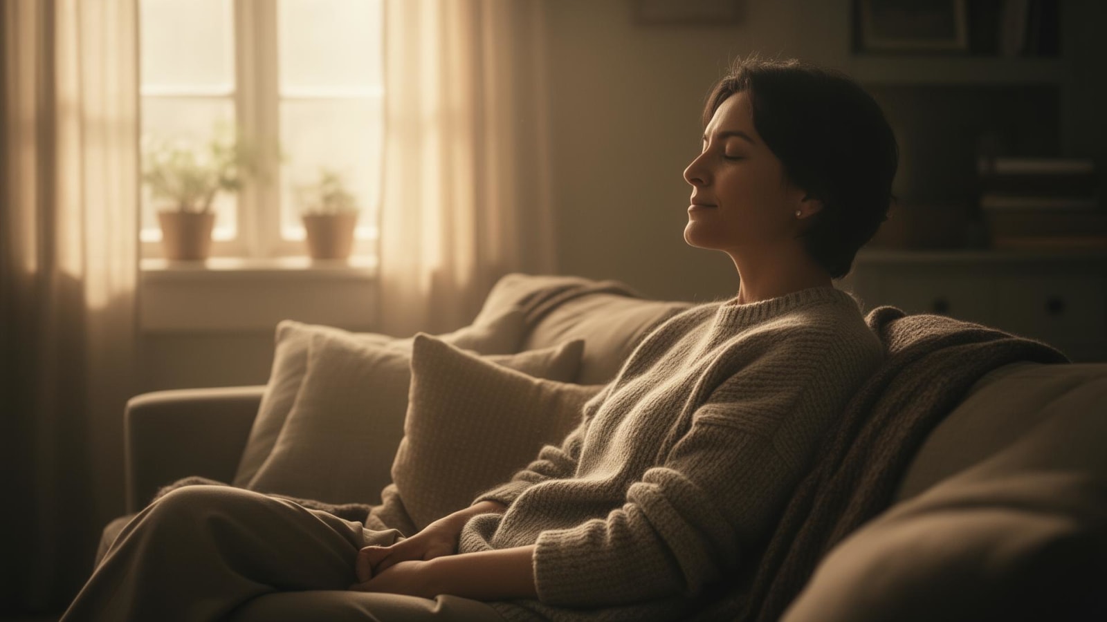 Person relaxing at home during recovery
