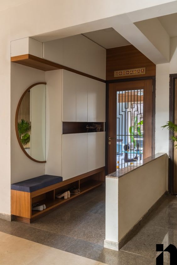 Bathroom with vanity mirror and soft lighting setup