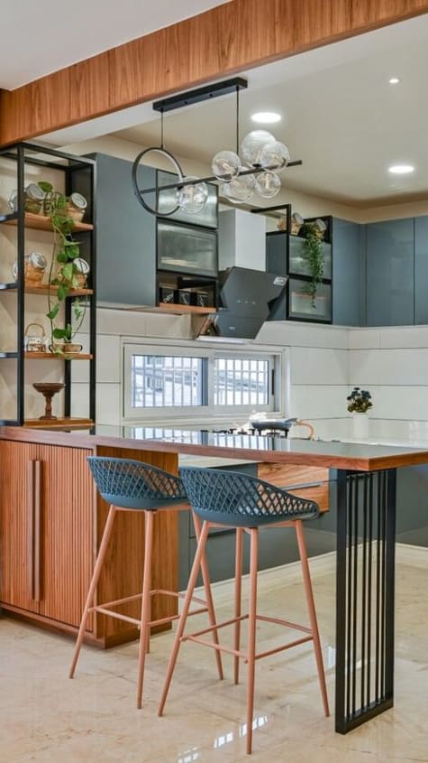 Modern living area with neutral tones and furniture layout