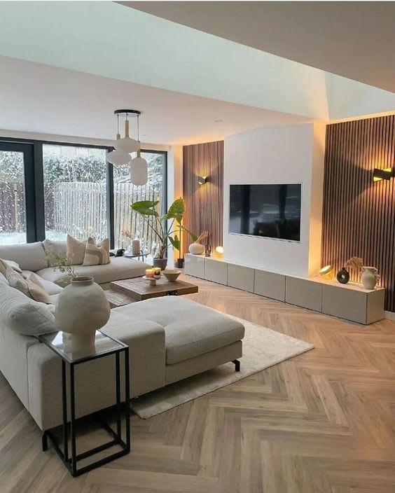 Modern interior with neutral palette and simple furniture