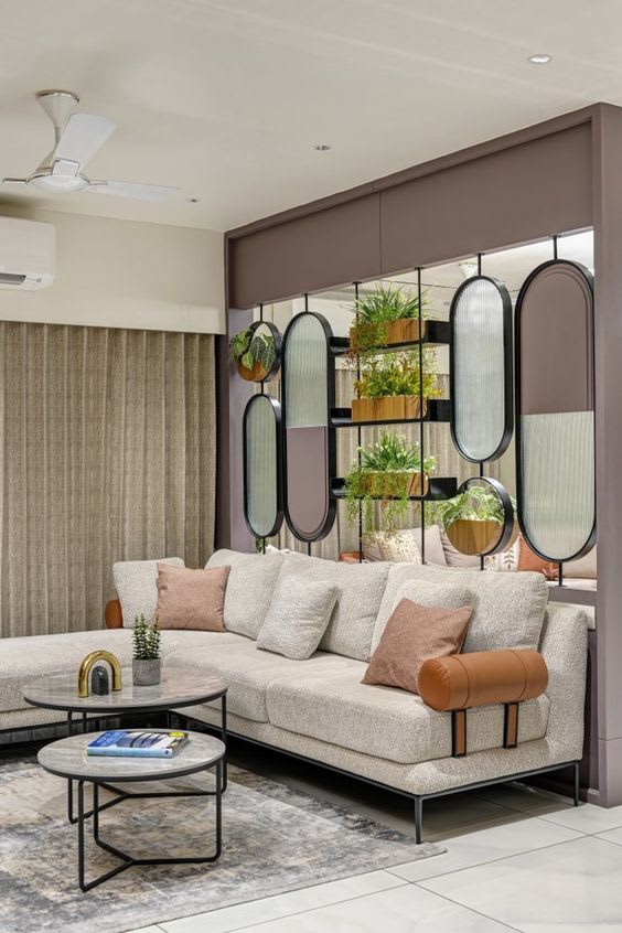 Dining area with wooden table and hanging pendant lights