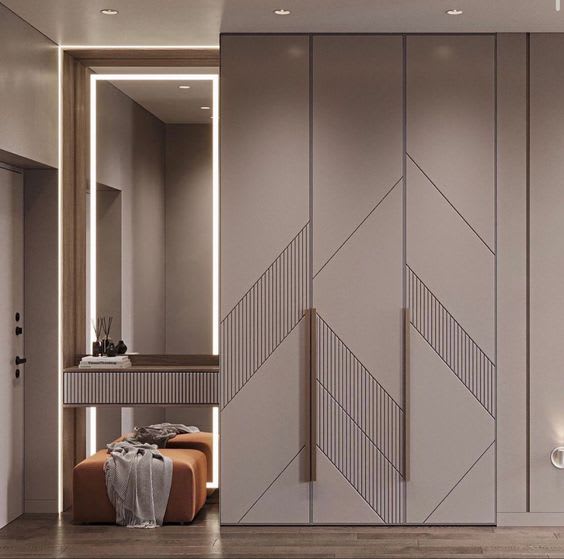 Living area with partition design and lighting feature