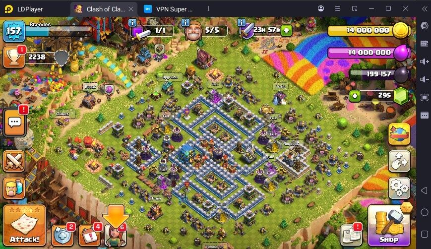 TH 12 | LVL 157 | BK 41 | AQ 50 | GW 35 | MP 23 | 2238 TROPHIES | 295 GEMS | #NCOC239