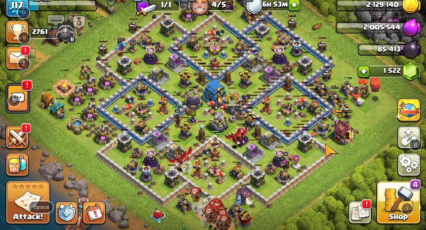 TH 12 | LVL 117 | BK 57 | AQ 56 | GW 33 |  MP 37 | 1522 GEMS | 2761 TROPHIES |#NCOC214