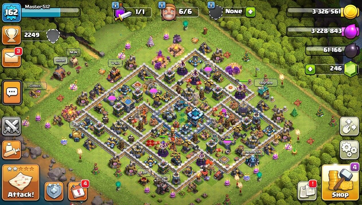 🥷TH 13 🖤 162 LVL 🖤 263 Gems 🖤 53 BK 🖤 58 AQ 🖤 36 GW 🖤 5 RC 🖤 Full Access 🖤 IOS/ANDROID (Screenshots Inside)🥷