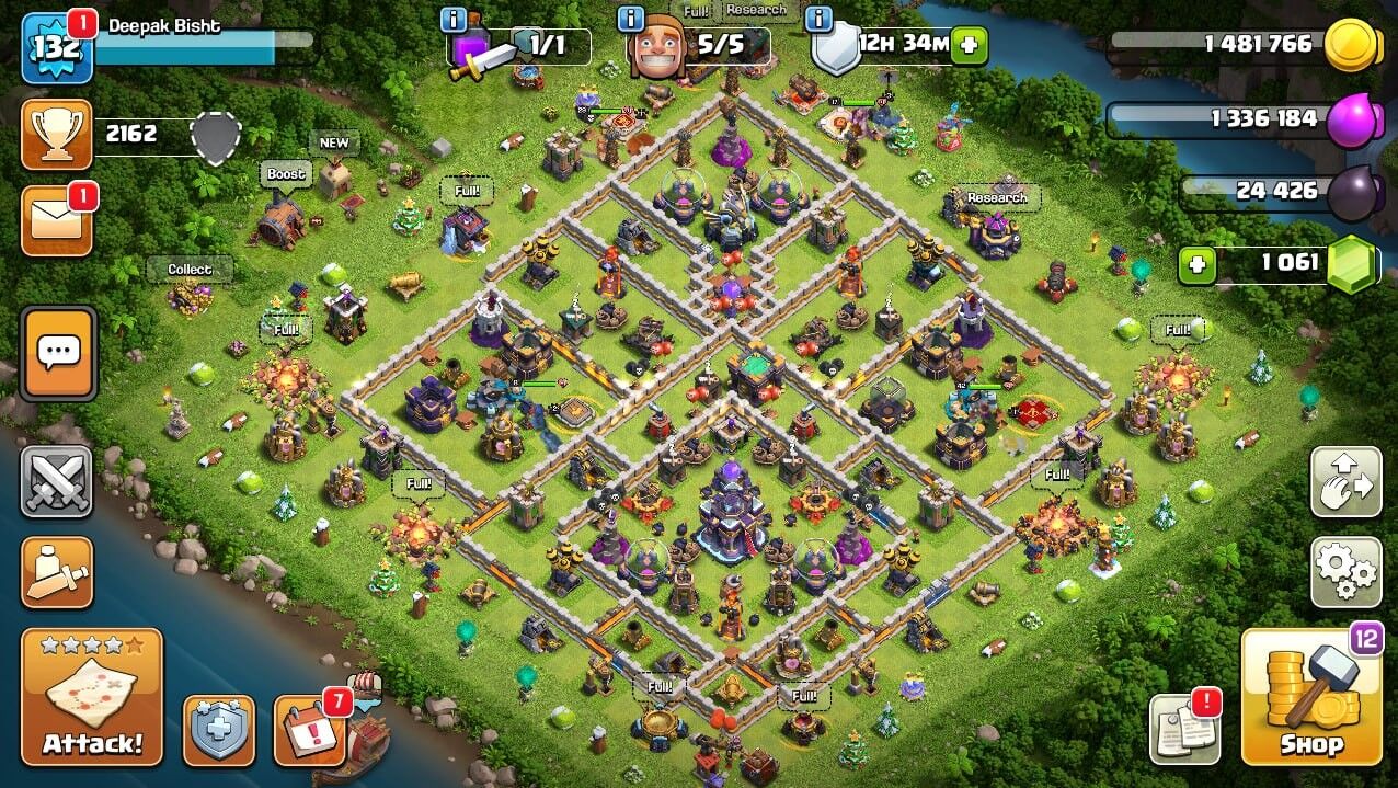 🥷TH 15 🖤 132 LVL 🖤 2162 Trophy 🖤 1076 Gems 🖤 29 BK 🖤 42 AQ 🖤 17 GW 🖤 8 RC 🖤 Full Access 🖤 IOS/ANDROID (Screenshots Inside)🥷