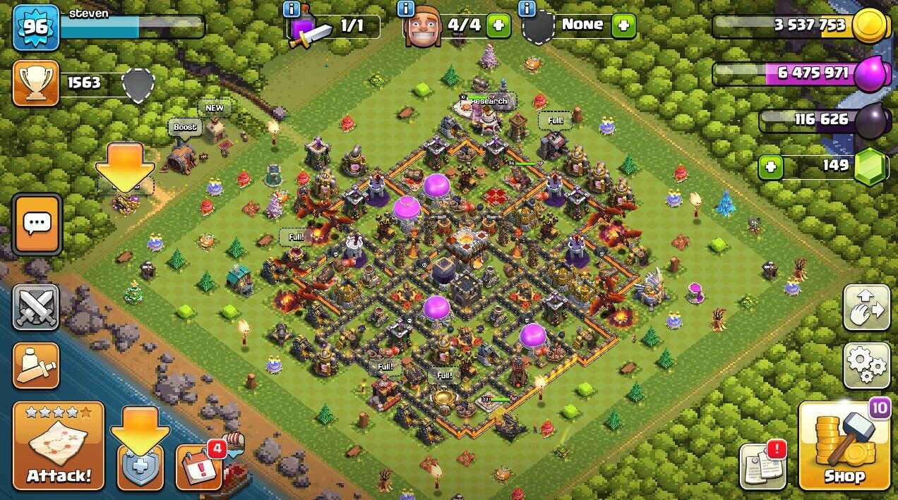 🥷TH 11 🖤 96 LVL 🖤 1563 Trophy 🖤 163 Gems 🖤 33 BK 🖤 34 AQ 🖤 10 GW 🖤 Full Access 🖤 IOS/ANDROID (Screenshots Inside)🥷