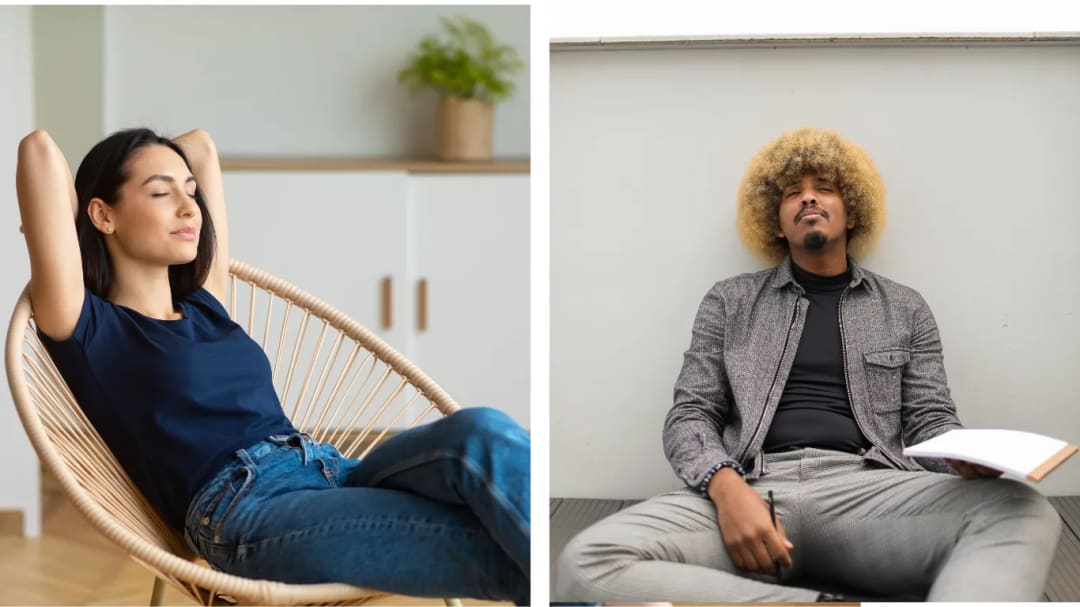 Feel the weight of your body on the chair or floor