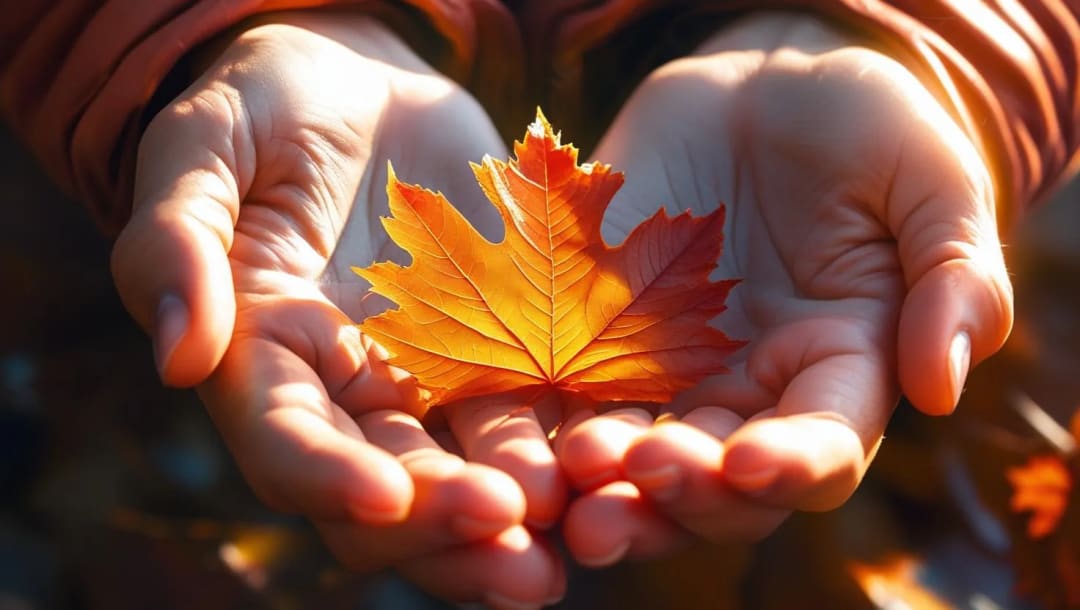 Press a leaf between your palms