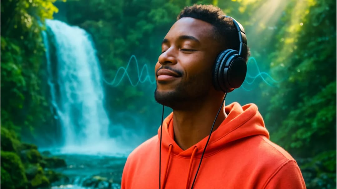 Listen to a waterfall or stream recording