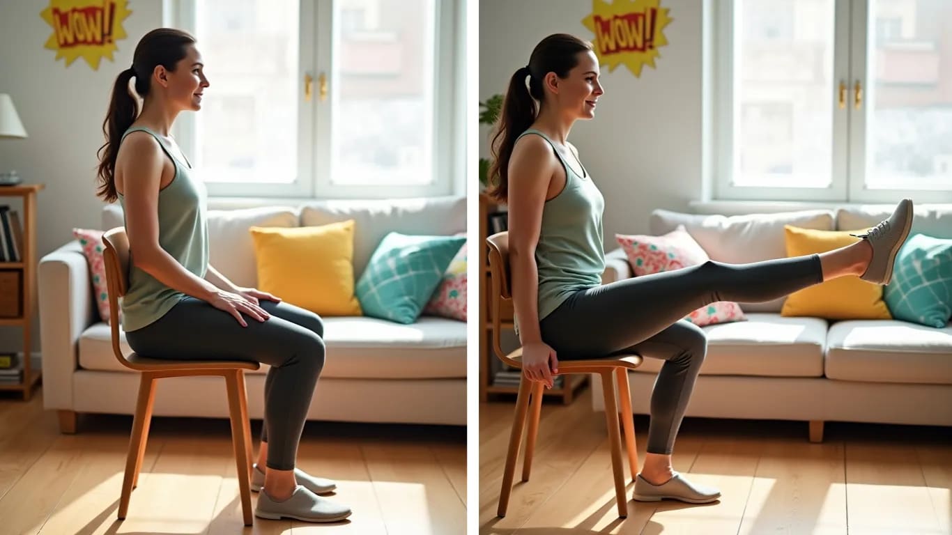 Do 1 minute of seated leg extensions, focusing on quad engagement