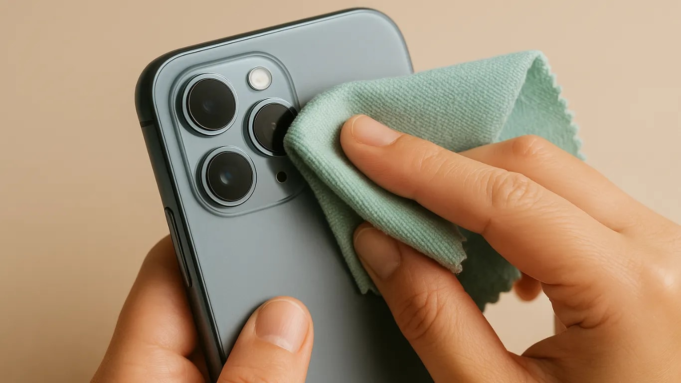 Clean the lens on your phone's camera with a soft cloth