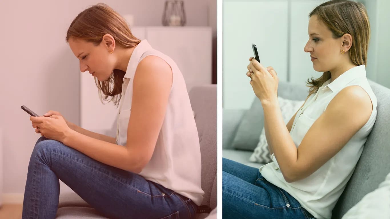 Passe deinen Stuhl oder deine Sitzposition an