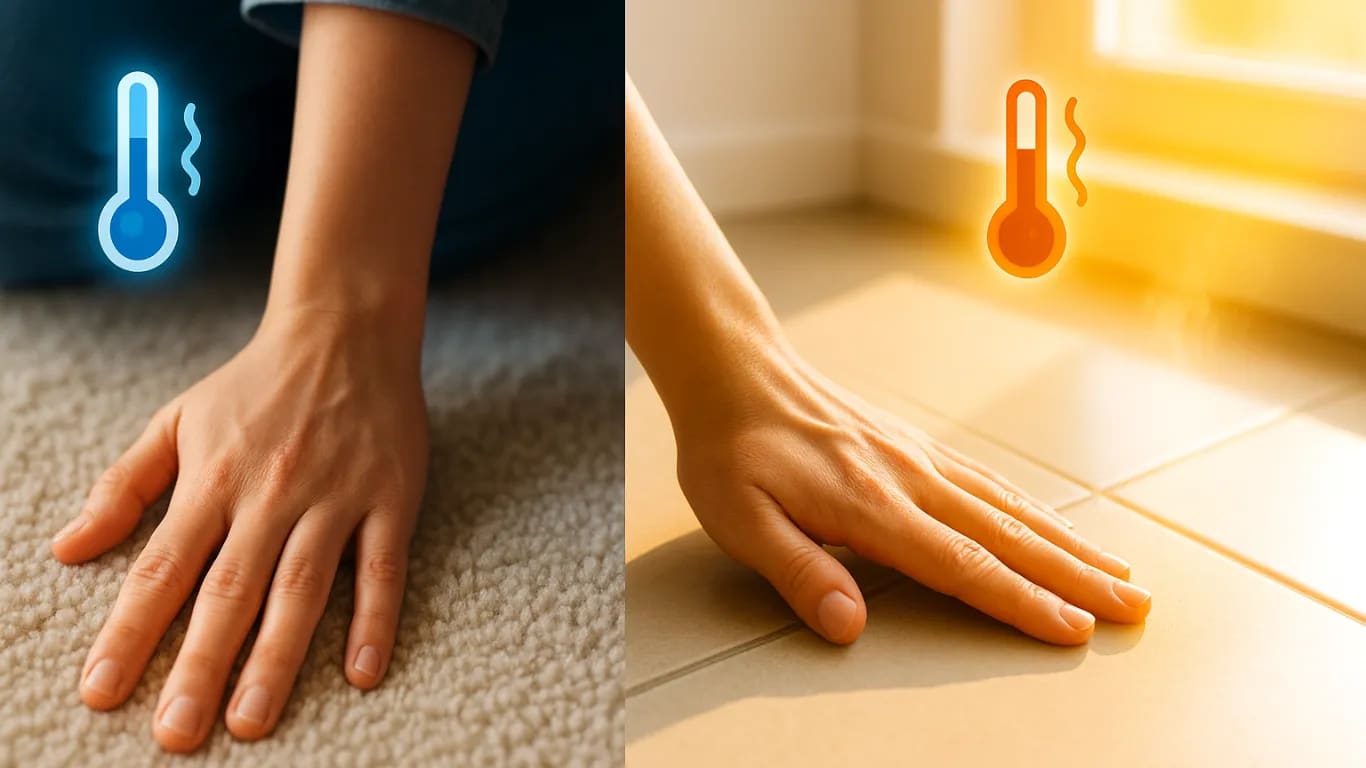 Bemerke Temperaturunterschiede zwischen Oberflächen