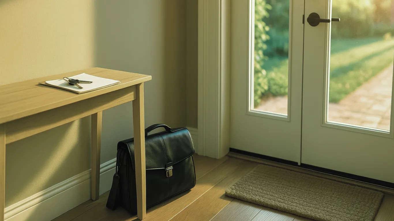 Lege einen Gegenstand, den du morgen brauchst, an die Tür