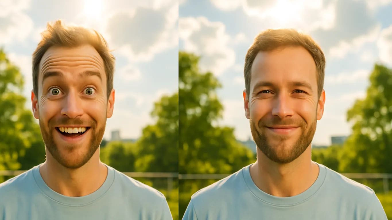 Ziehe beide Augenbrauen hoch, entspanne sie – wiederhole 10 Mal