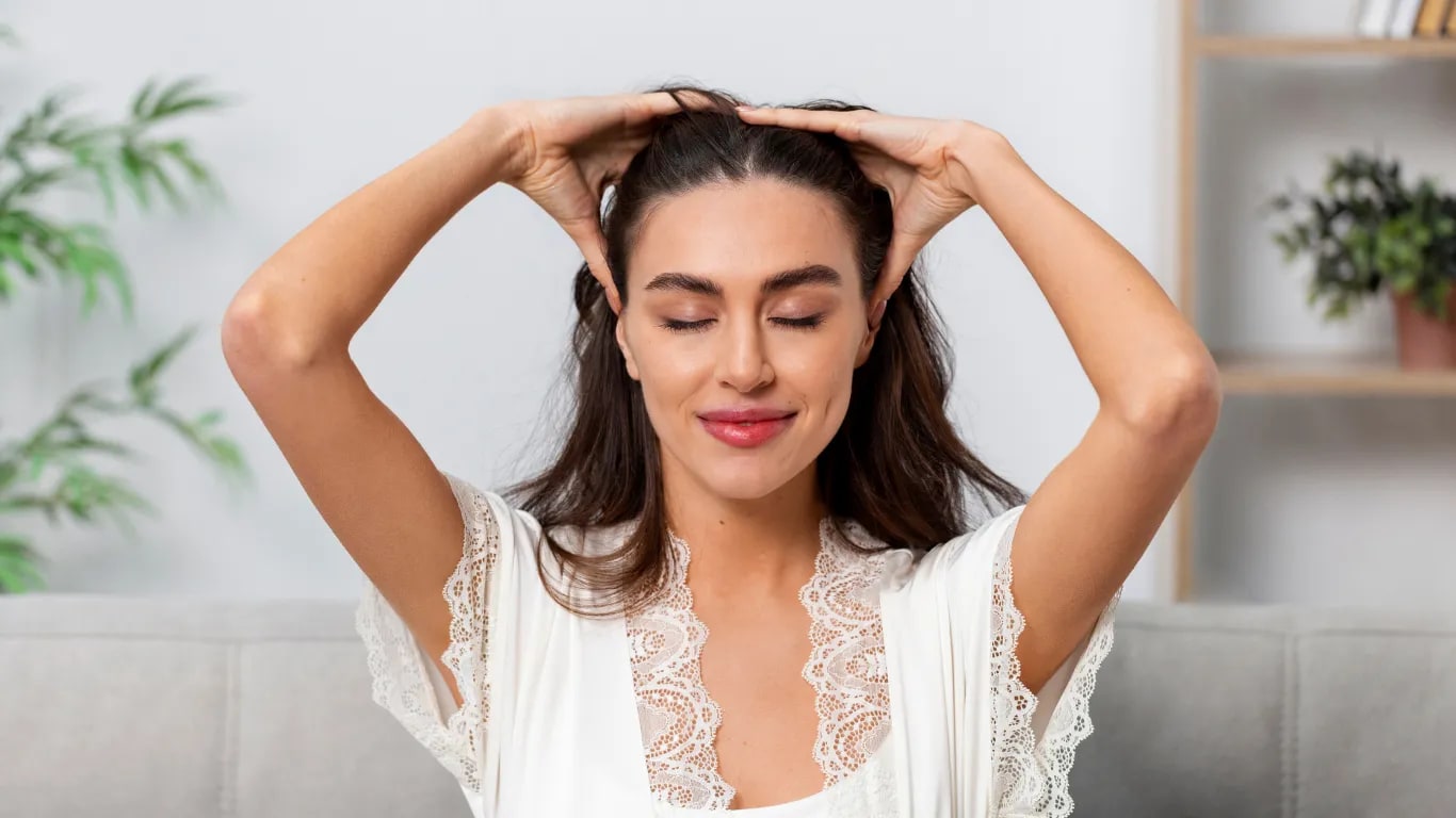 Tap your fingertips lightly on your scalp