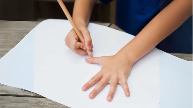 Trace the outline of your hand with your finger/pencil
