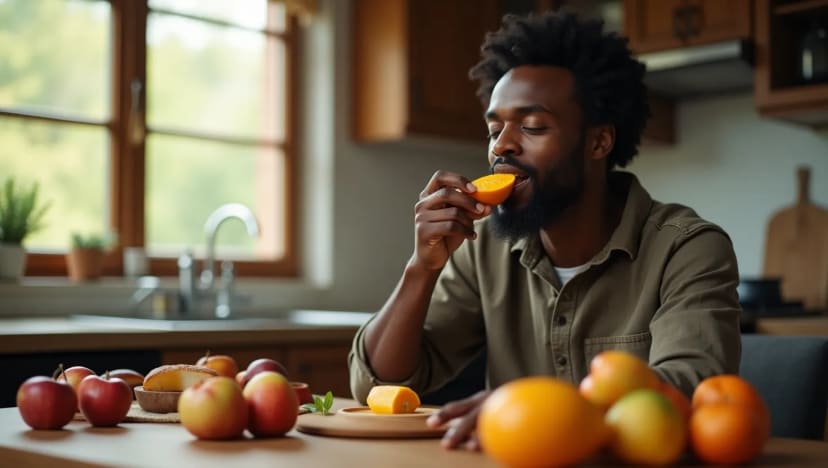 Daily habit: Eat a piece of fruit mindfully, noticing its flavor and texture