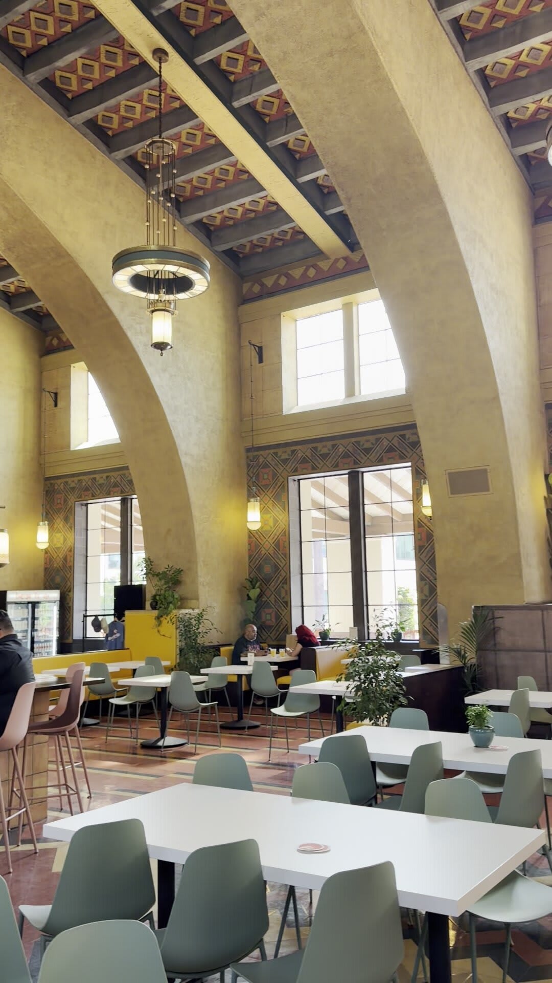 The historic arched, painted-beam hall at Los Angeles Union Station — Ermine Smart Home