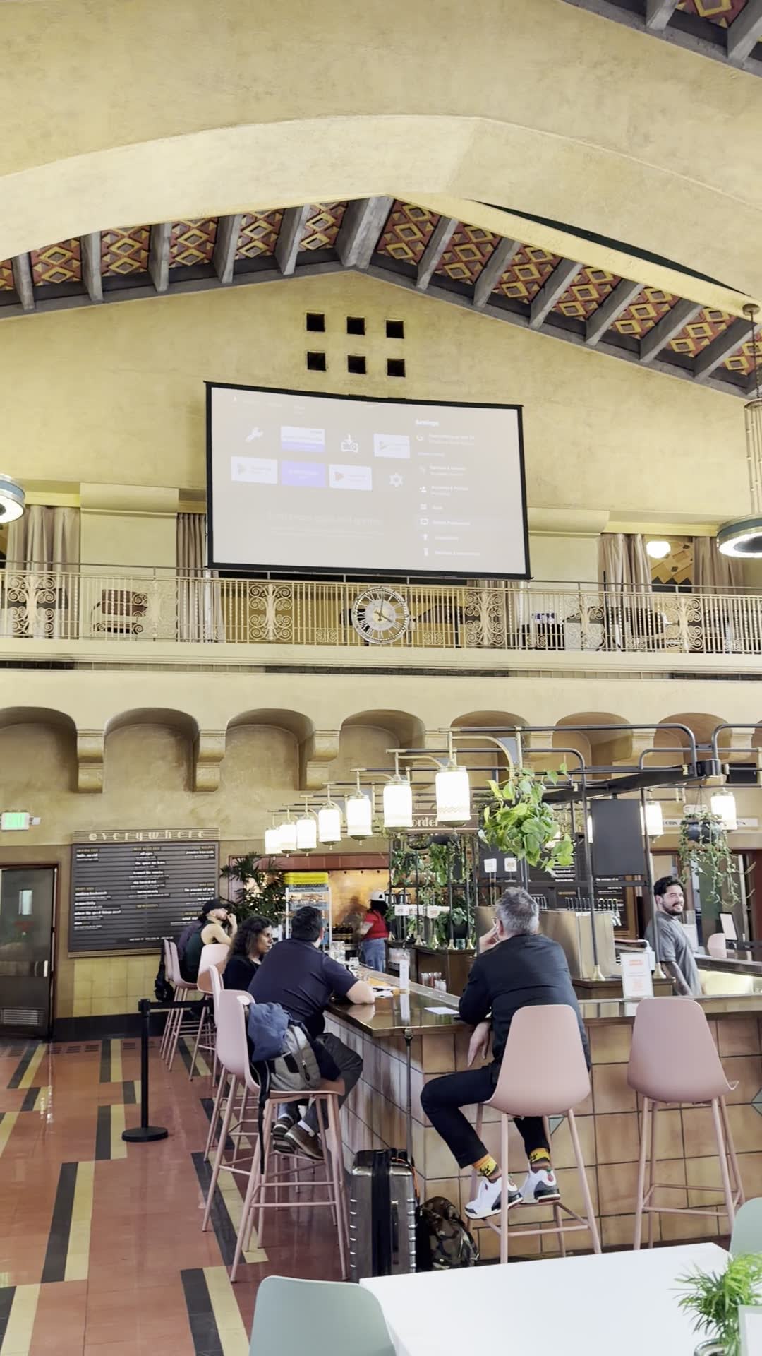 Large-format display installed in the historic hall of Los Angeles Union Station — Ermine Smart Home