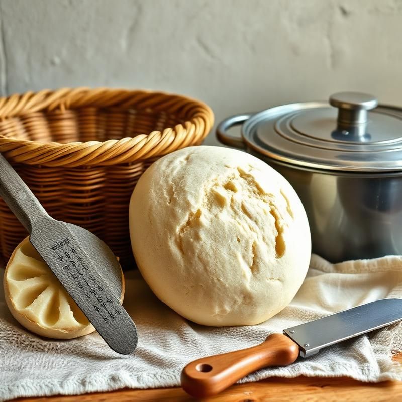 Sourdough baking tools — banneton, Dutch oven, lame, and bench scraper