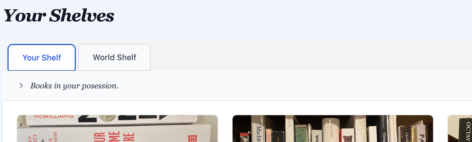 Shelf Tabs in the app