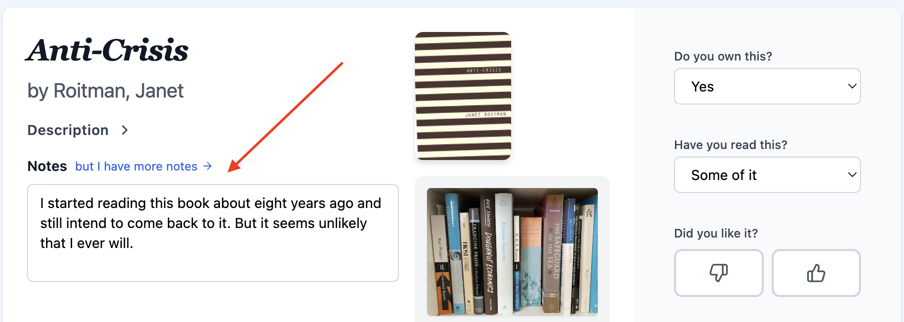 Notes on the book details page