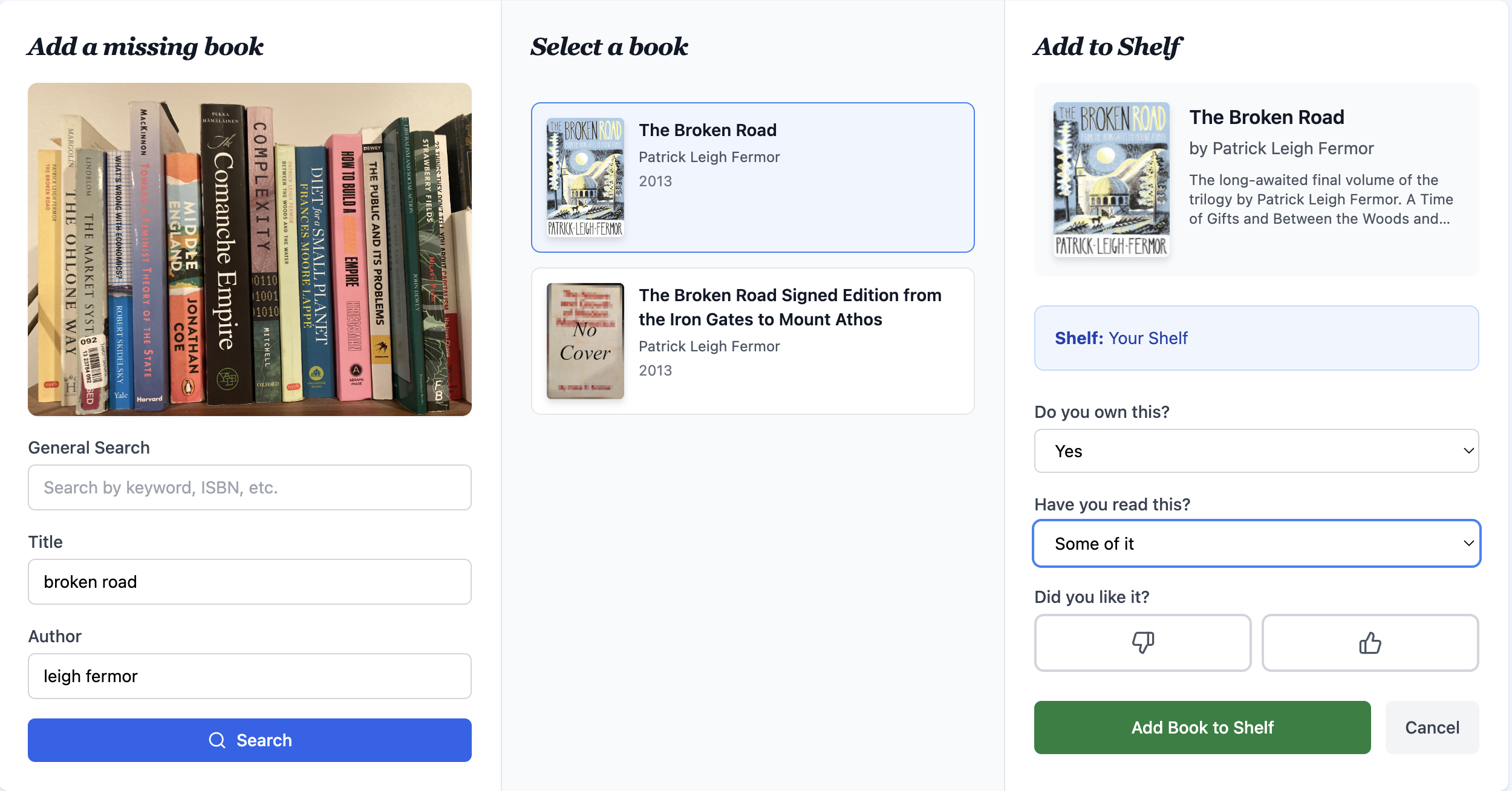 Add book search results