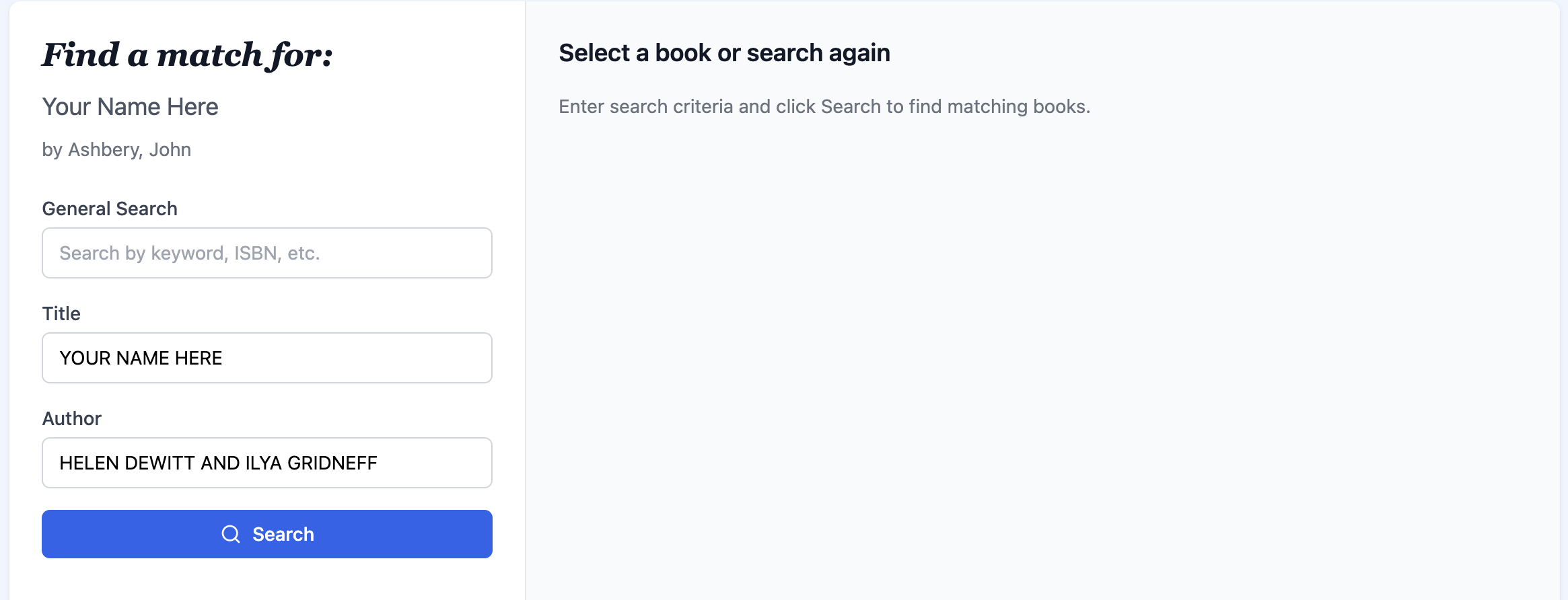 Wrong match search form