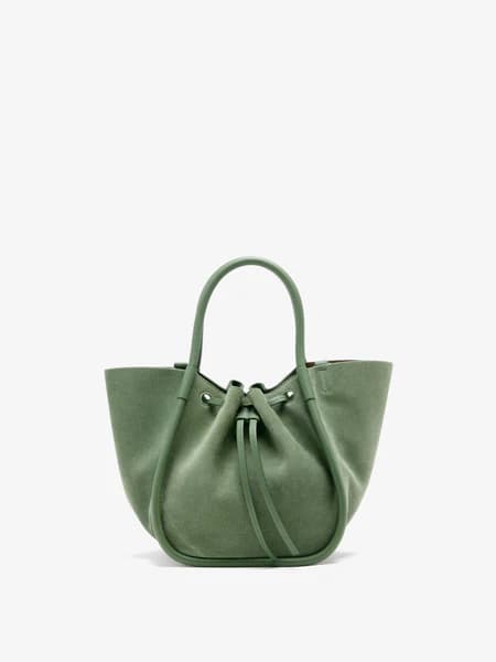 Small Ruched Tote in Soft Suede - Patina