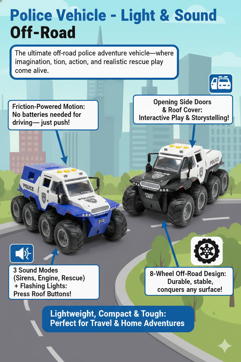Light & Sound Off-Road Police Vehicle - Image 2