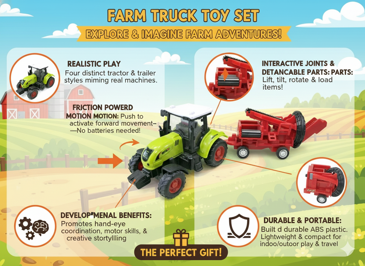 High-Quality Farm Truck – Friction-Powered Vehicle Set - Image 2