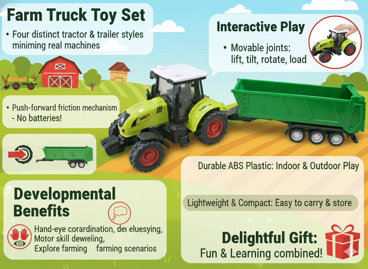 High-Quality Farm Truck – Friction-Powered Vehicle Set