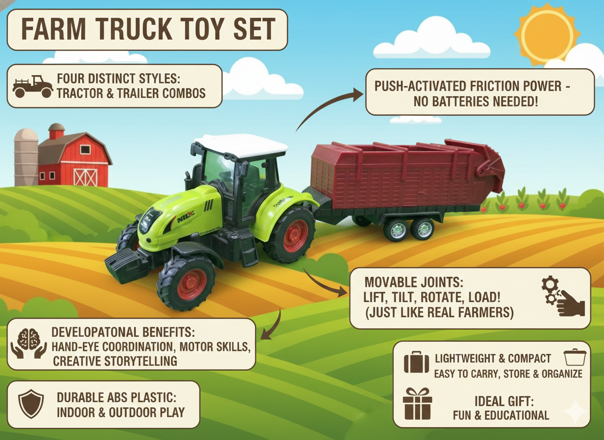 High-Quality Farm Truck – Friction-Powered Vehicle Set - Image 2