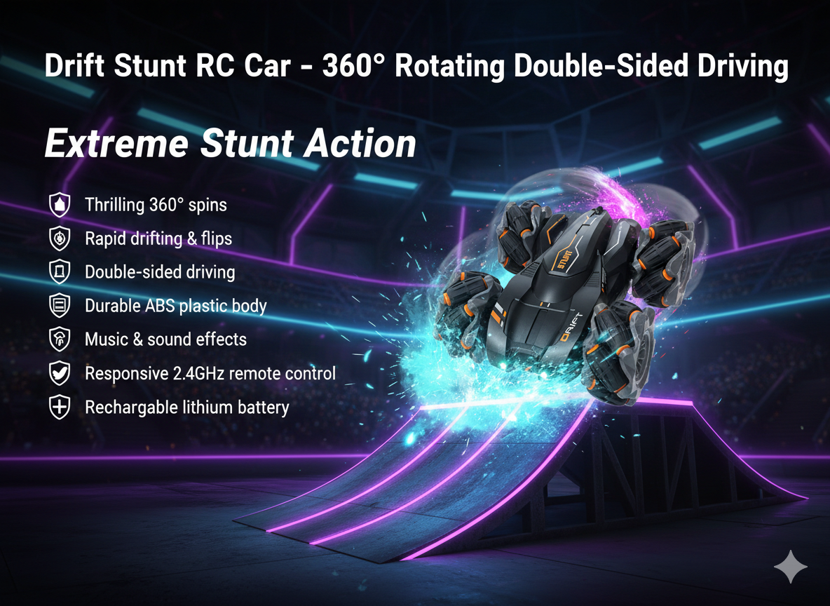 Drift Stunt RC Car – 360° Rotating Double-Sided Driving - Image 2